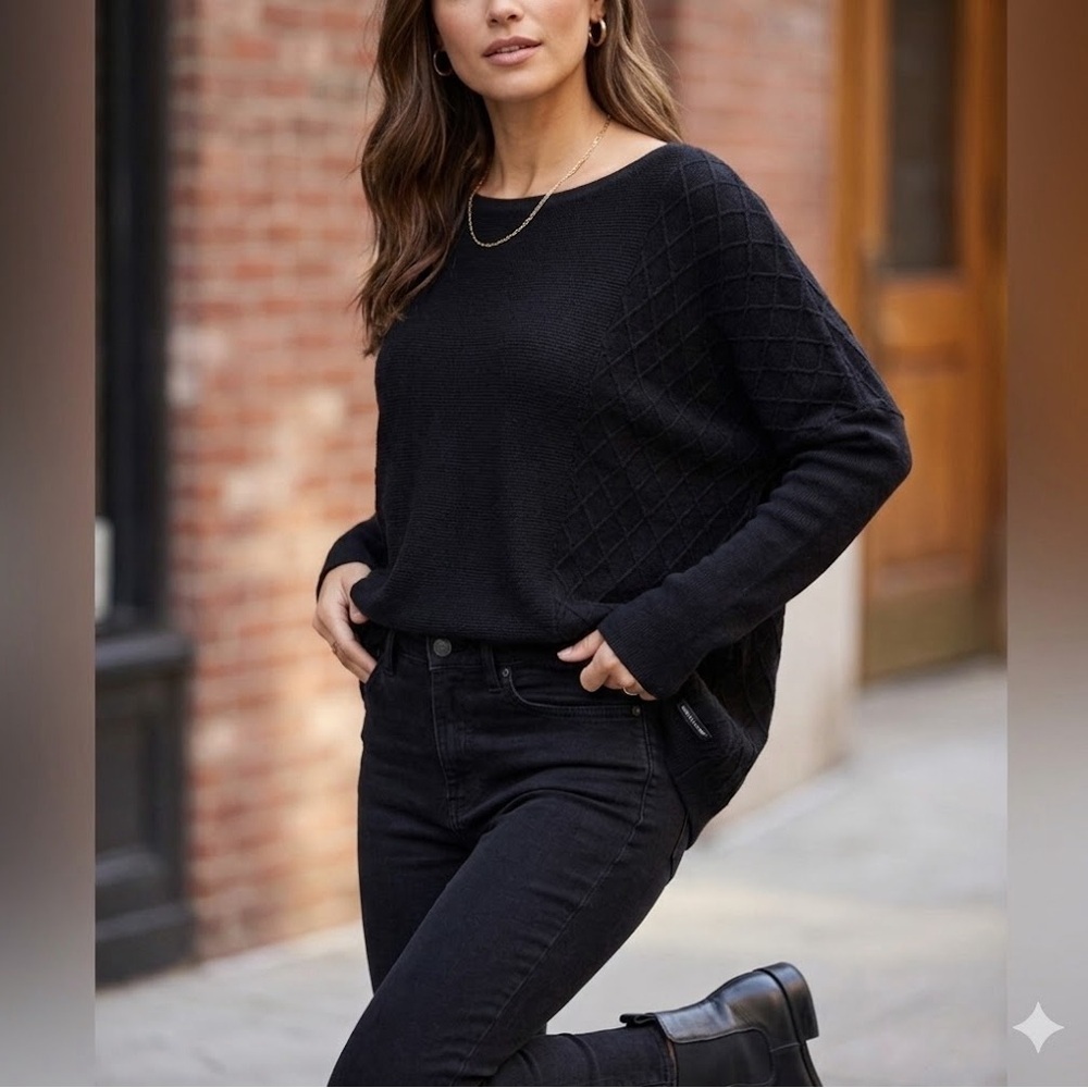 Subtle Luxury Cotton Cashmere Diamond Knit Sweater | Size XS/S (oversized fit)